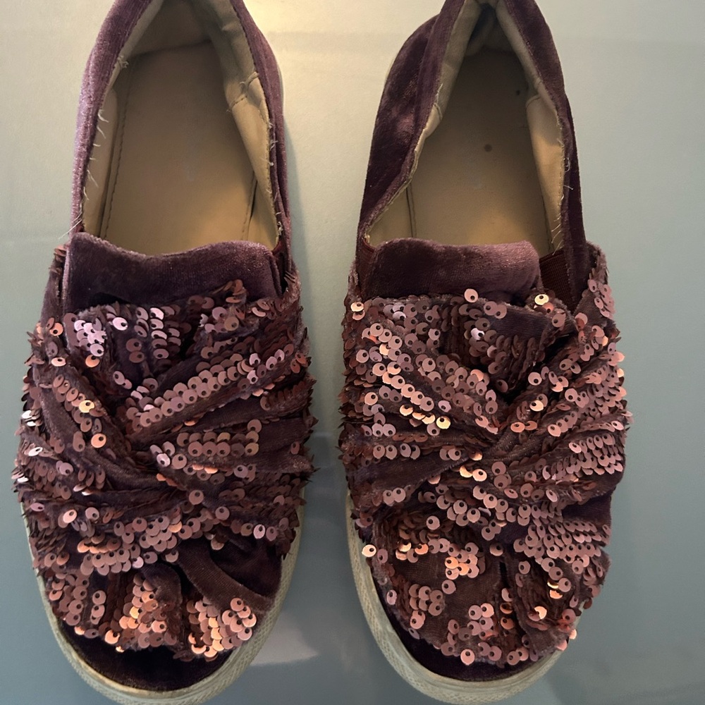 Topshop Purple Sequin Velvet Slip-On Flats